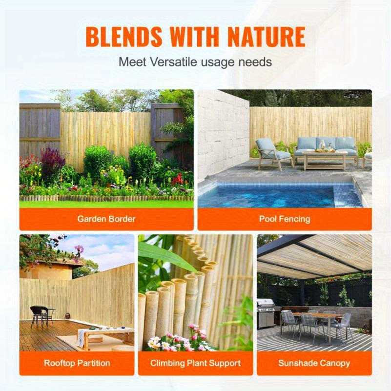 High-Quality Natural Bamboo Fence Screen - 4 Feet High, 8 Feet Long