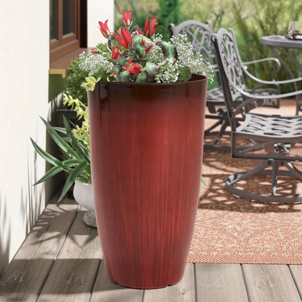 Large Red Gradient Glazed Planter 21 Inch\u002F53cm Round Large Planting Pot for Indoor and Outdoor Gardening Greenery Flower Decoration