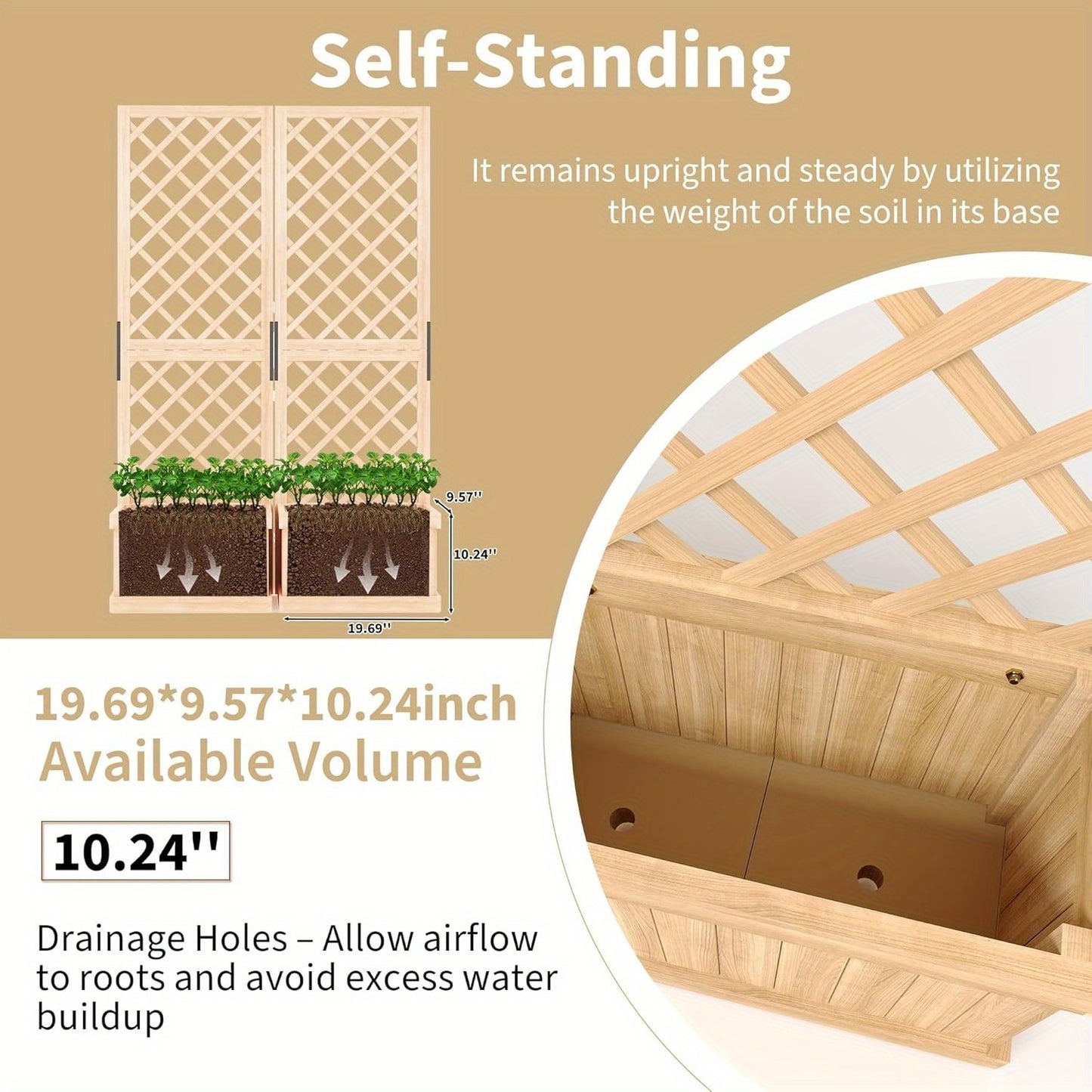 2-Panel Cedar Privacy Screen with Planter Box - 41\