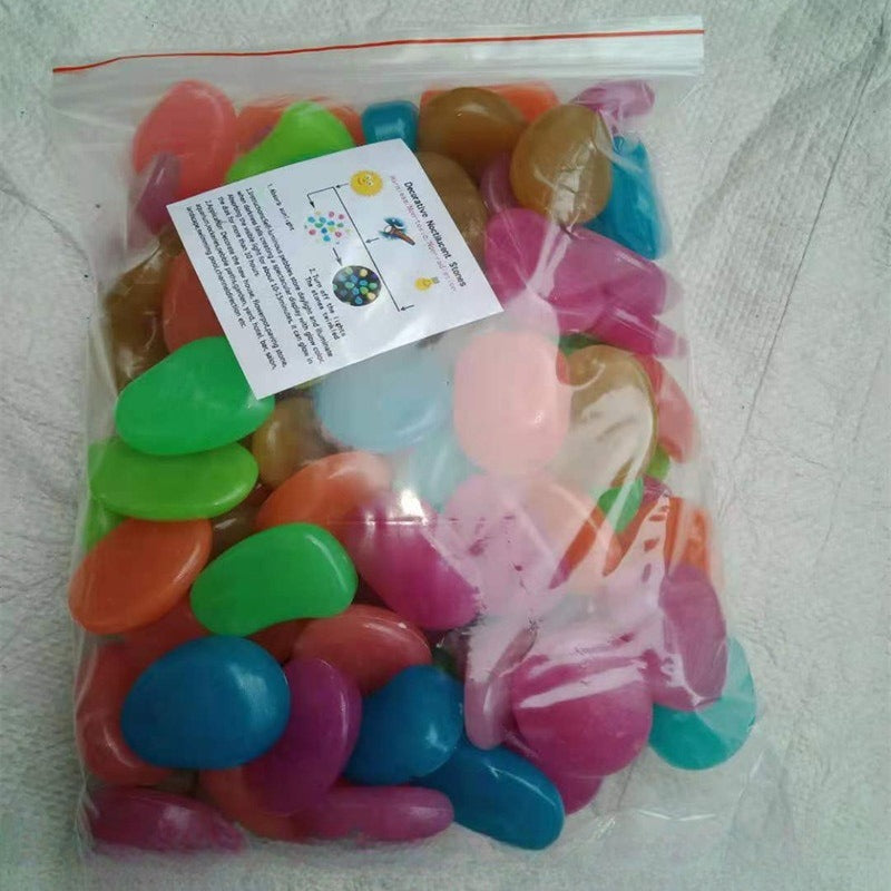 50 Extra Large Glow-in-the-Dark Pebbles - Daytime Light Absorption, Automatic Night Glow