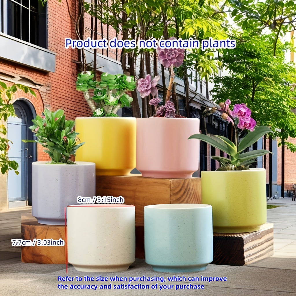 6pcs flower pots with drainage holes straight macaroons (3.15 inches)
